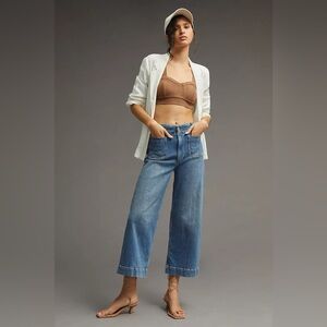 ANTHROPOLOGIE Pilcro The Skipper Cropped Wide leg Jeans in Denim Medium Blue